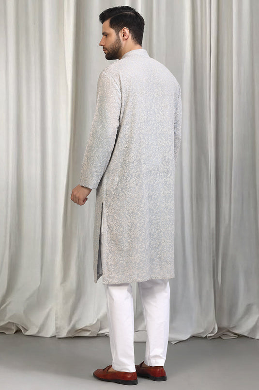 Harshollas All Over  Embroidered Kurta With Back Elastic Pants