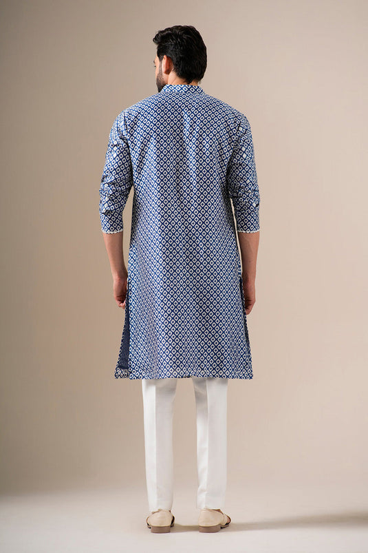 Indigo Mosaic Mirrorwork Kurta Set