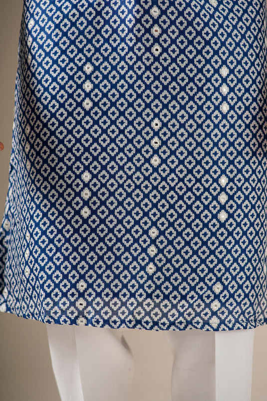 Indigo Mosaic Mirrorwork Kurta Set