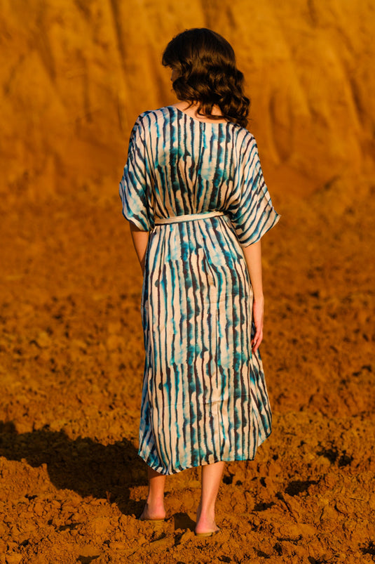 Indigo Stripes Kaftan Dress