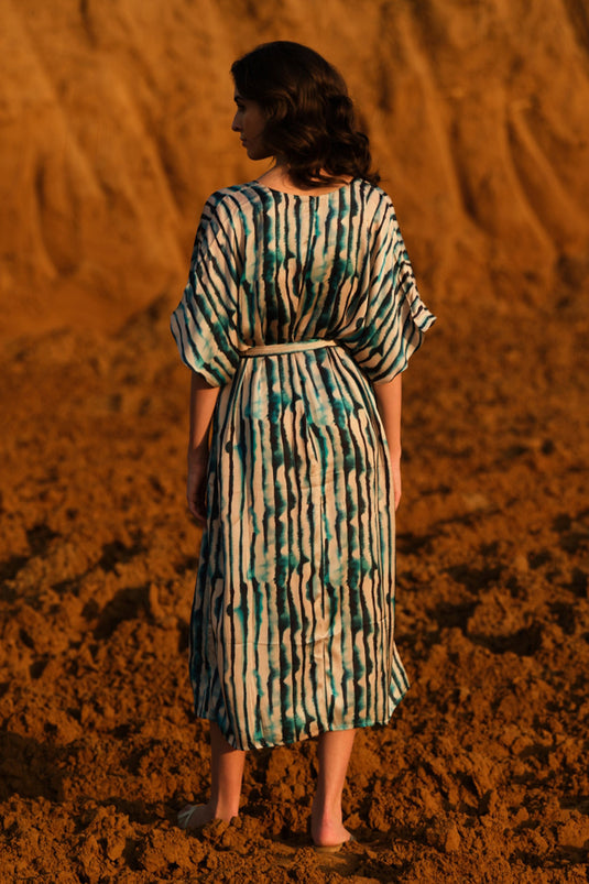 Indigo Stripes Kaftan Dress