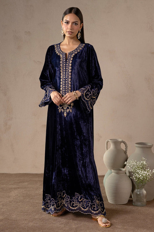 Ink Midnight Blue Velvet Suit Set