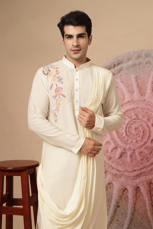 Ivory Cowl Kurta With Salwar Plazzo Pant