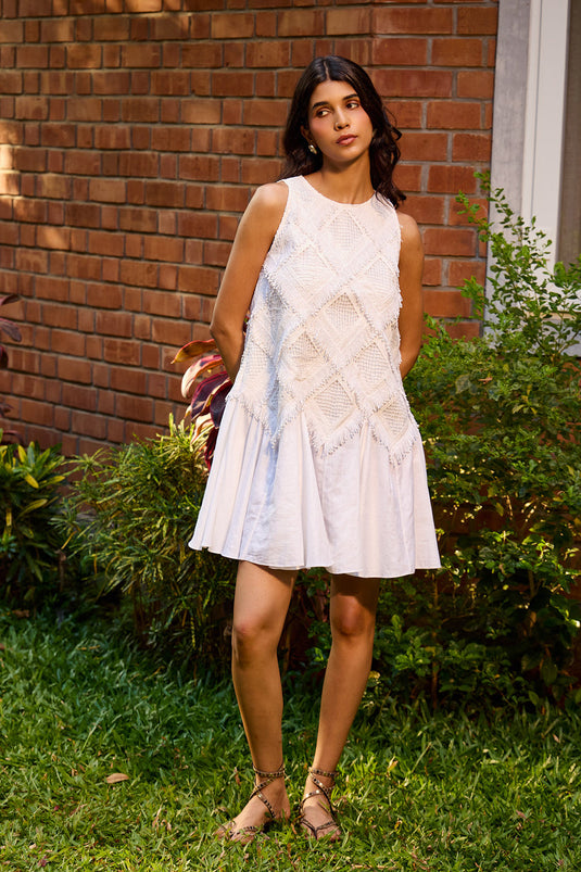 Ivory Lace Flare Shift
