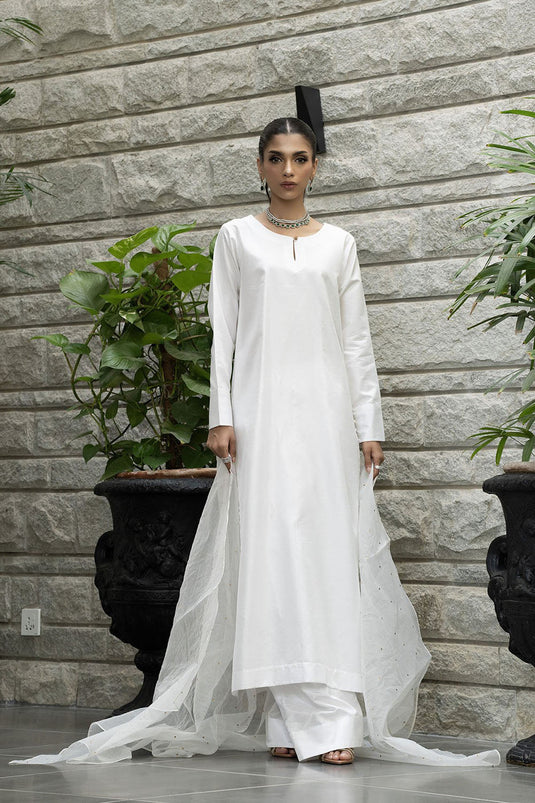 Ivory White Pure Silk Kurta Set