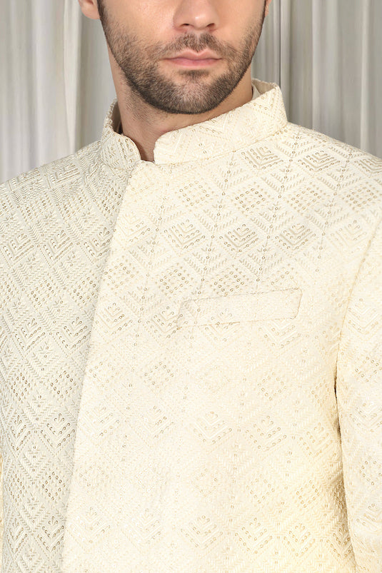 Jashne Bahaar Sherwani Set With Kurta , Dupatta And Pants