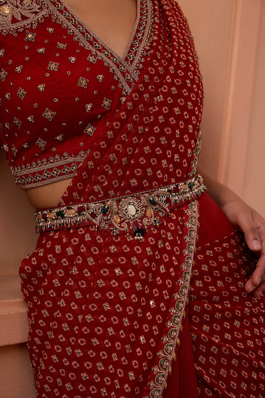Jewel encrusted and embroidered free size belt