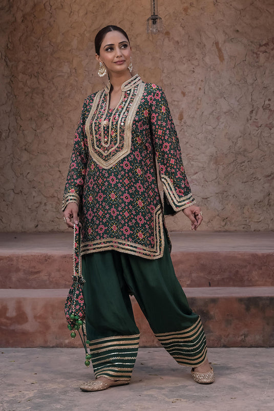 Kai Green Crepe Kurti Pant Set Designer Indian Ethnic Wear