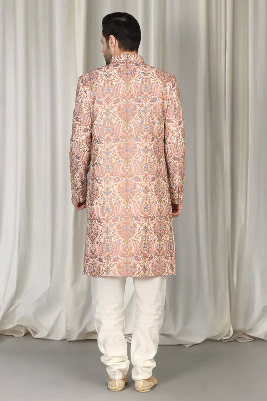 Kashmiriyat Sherwani Set With Kurta , Dupatta And Pants