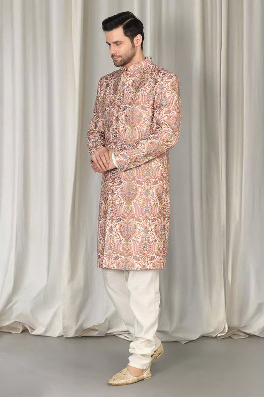 Kashmiriyat Sherwani Set With Kurta , Dupatta And Pants