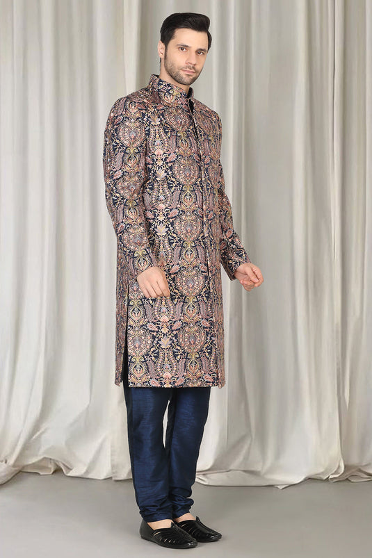 Kashmiriyat Sherwani Set With Kurta , Dupatta And Pants