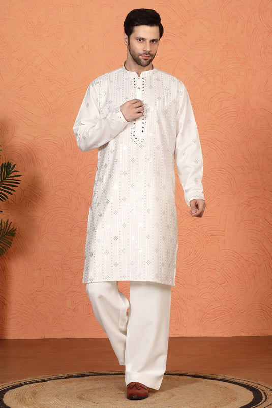 Krish  Mirror  Embroidered Kurta with  Loose Fit Parallel  Pants