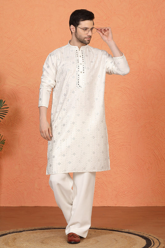 Krish  Mirror  Embroidered Kurta with  Loose Fit Parallel  Pants