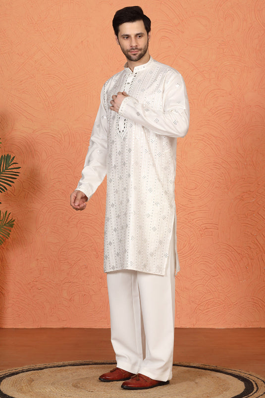 Krish  Mirror  Embroidered Kurta with  Loose Fit Parallel  Pants