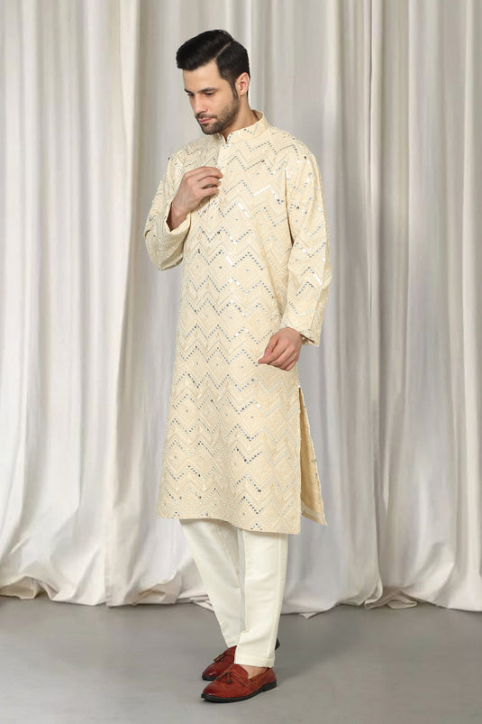 Krishna Mirror Embroidered Kurta With Back Elastic Pants