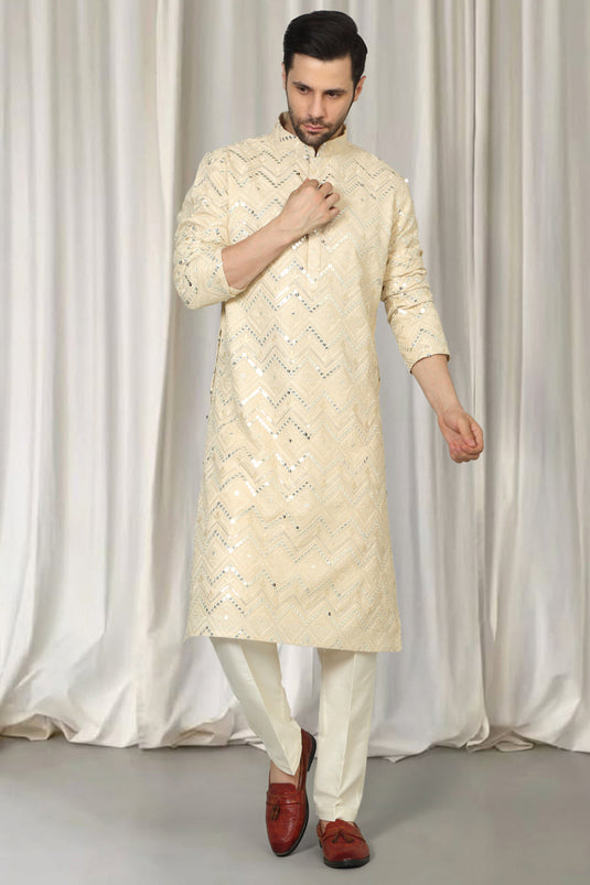 Krishna Mirror Embroidered Kurta With Back Elastic Pants