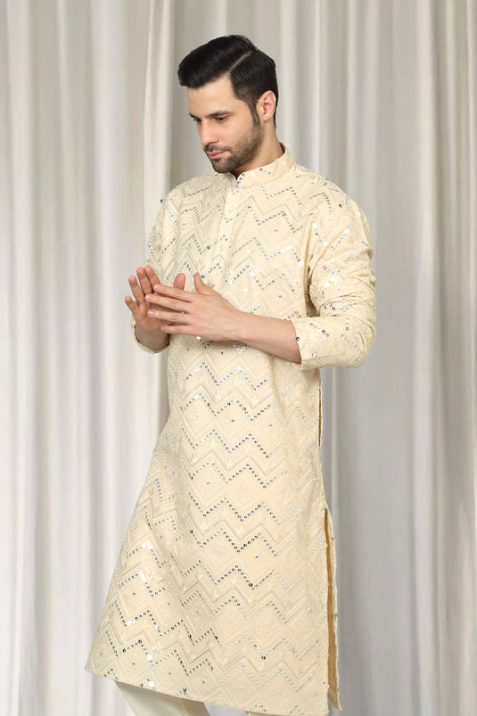Krishna Mirror Embroidered Kurta With Back Elastic Pants