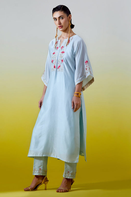 Light Blue Kaftan styke kurta with pant