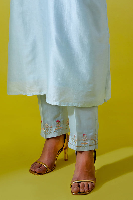 Light Blue Placket kurta and pant