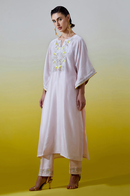 Light Pink Kaftan styke kurta with pant