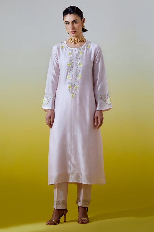 Light Pink Placket kurta and pant