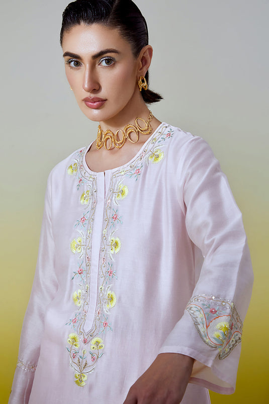 Light Pink Placket kurta and pant