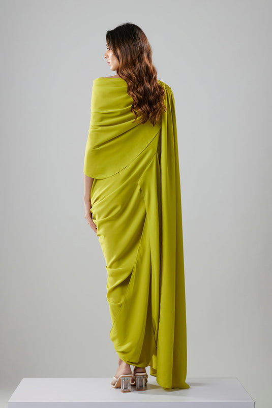 Lime Green Double Georgette Gown