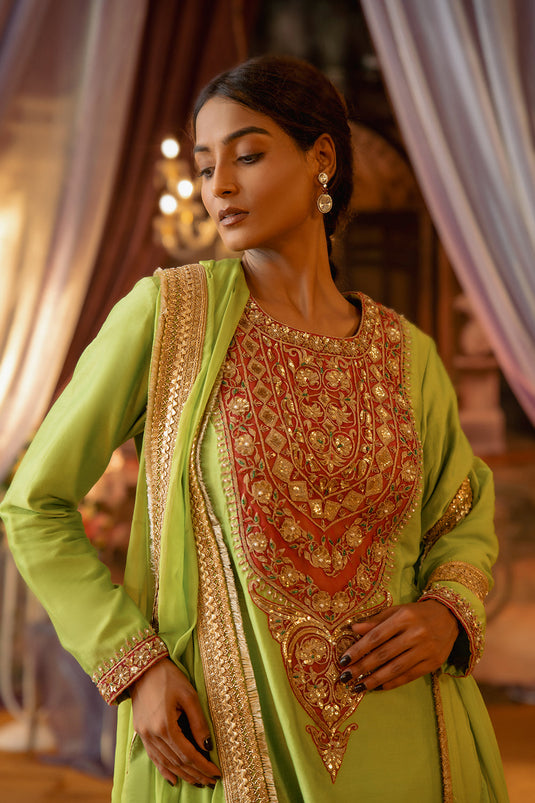 Lime Green Sharara Set