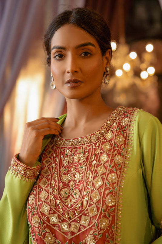 Lime Green Sharara Set