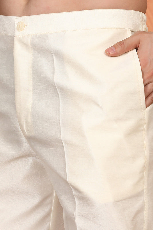 Lucknowi  Embroidered Nawaab Saab Kurta with Back Elastic Pants