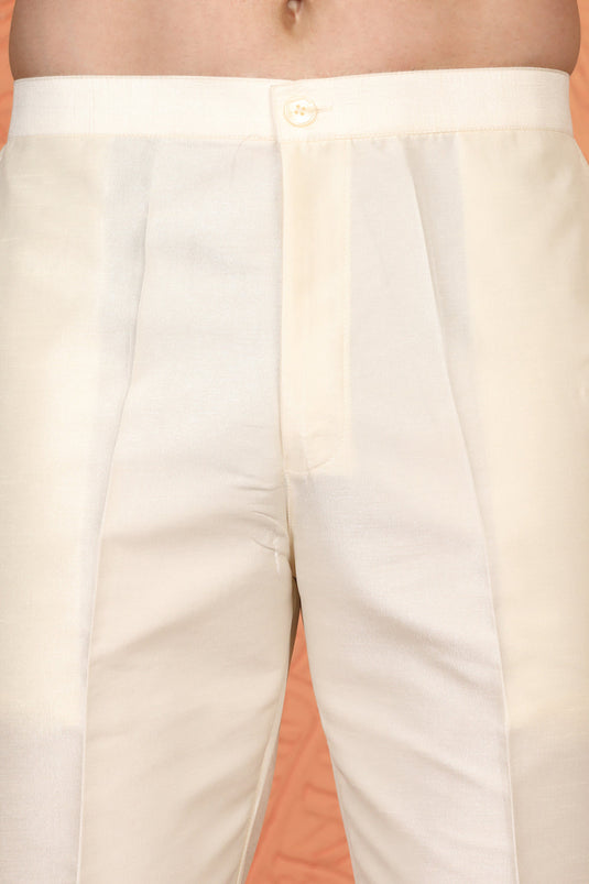 Lucknowi  Embroidered Nawaab Saab Kurta with Back Elastic Pants