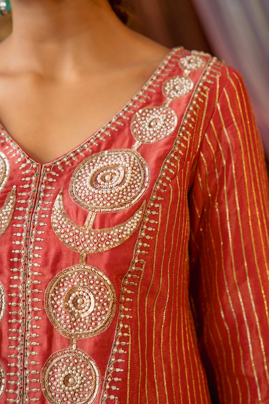 Magenta Kasab Silk Gotta Suit 