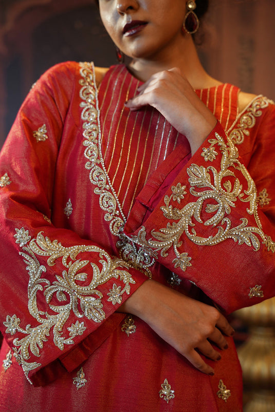 Magenta Kasab Silk Pink Suit Set