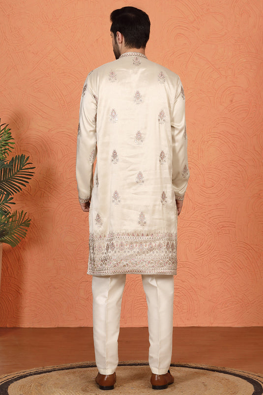 Maharaj Embroidered Kurta with Back Elastic Pants