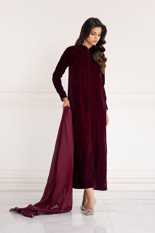 Maroon Luxe Velvet Suit Set