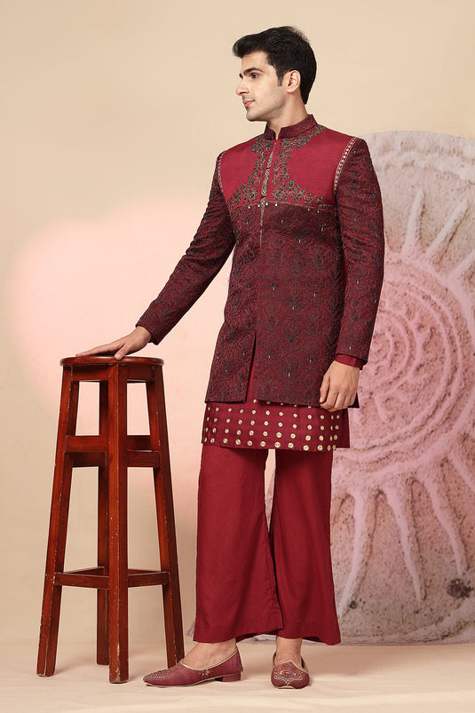 Mehroon Kurta And Palazzo Pant