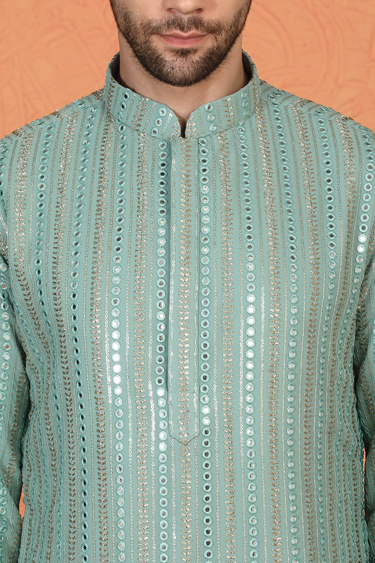 Mihir Embroidered Kurta  with Loose Fit Back Elastic Parallel Pants