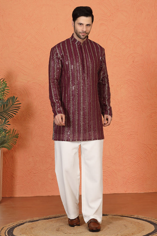 Mihir Embroidered Kurta  with Loose Fit Back Elastic Parallel Pants