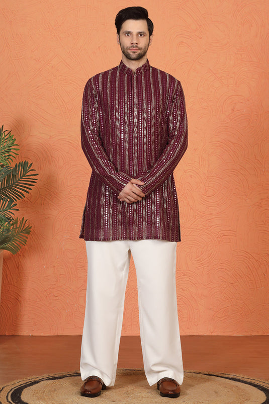 Mihir Embroidered Kurta  with Loose Fit Back Elastic Parallel Pants