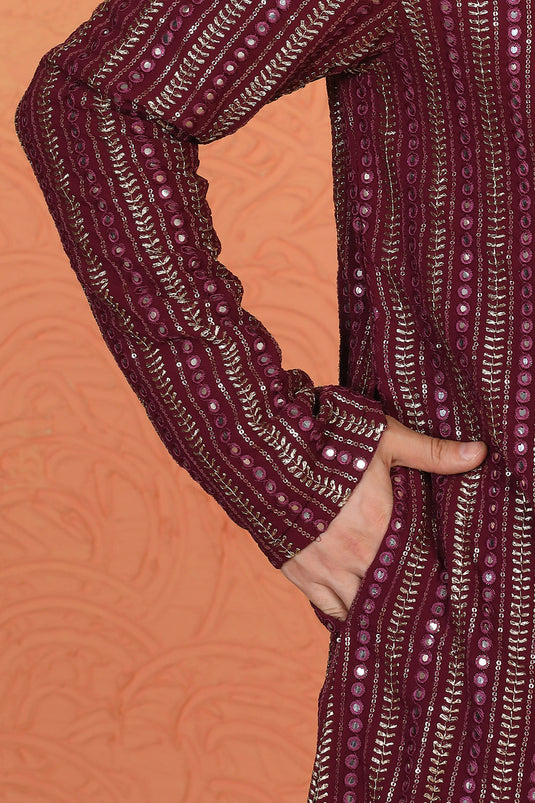Mihir Embroidered Kurta  with Loose Fit Back Elastic Parallel Pants