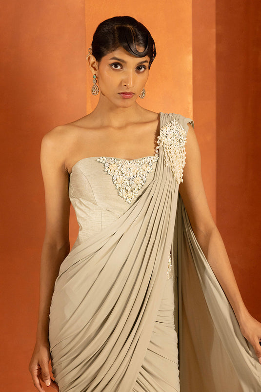 Mint Drape Saree Set