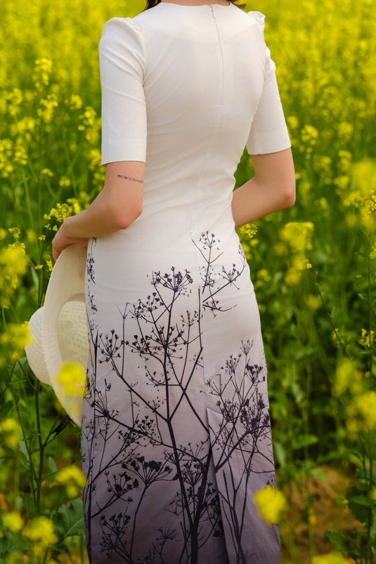 Monochrome Meadow Bodycon Dress