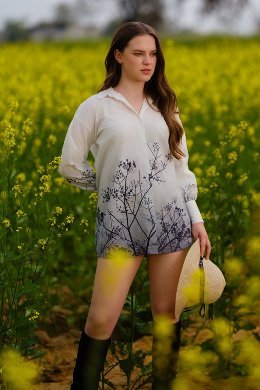 Monochrome Meadow Long Shirt
