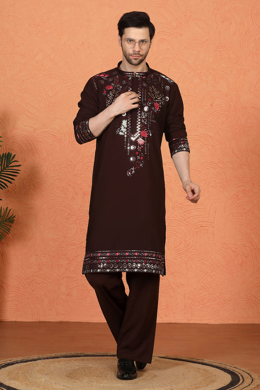Multi Colored Flora Embroidered Kurta with Loose Fit Parallel Matching  Pants