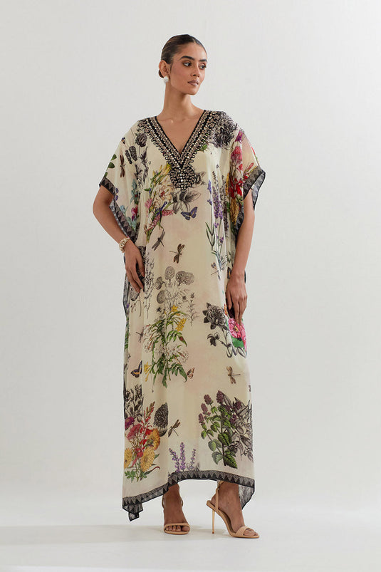 Multi Colour Botanica Printed Kaftan