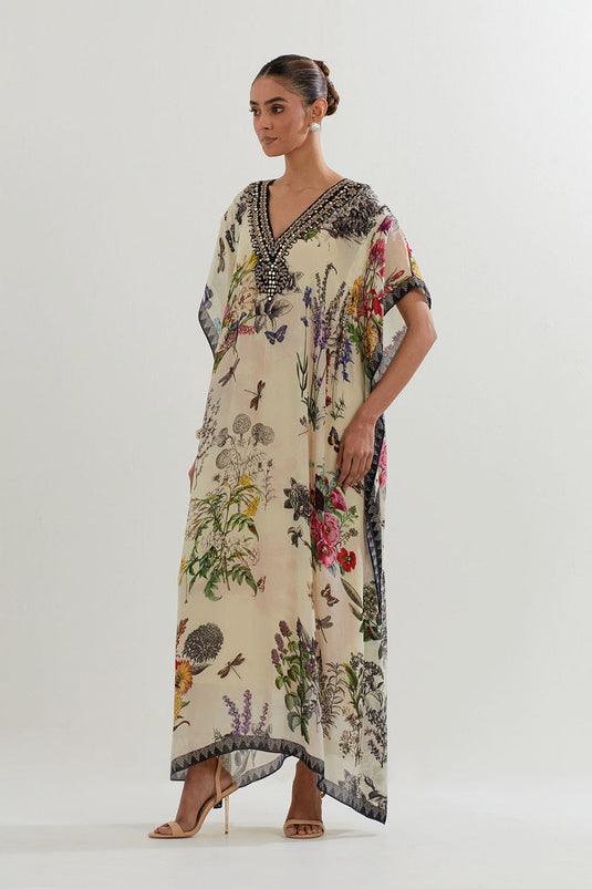 Multi Colour Botanica Printed Kaftan