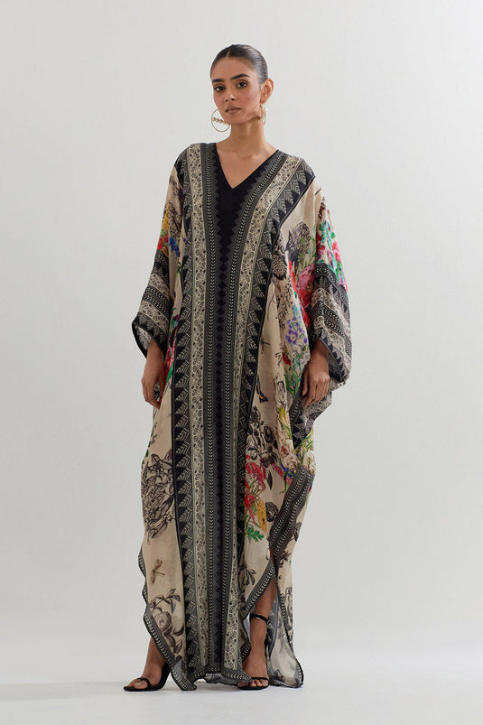 Multi Colour Botanical Printed Kaftan