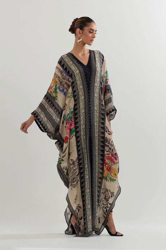 Multi Colour Botanical Printed Kaftan