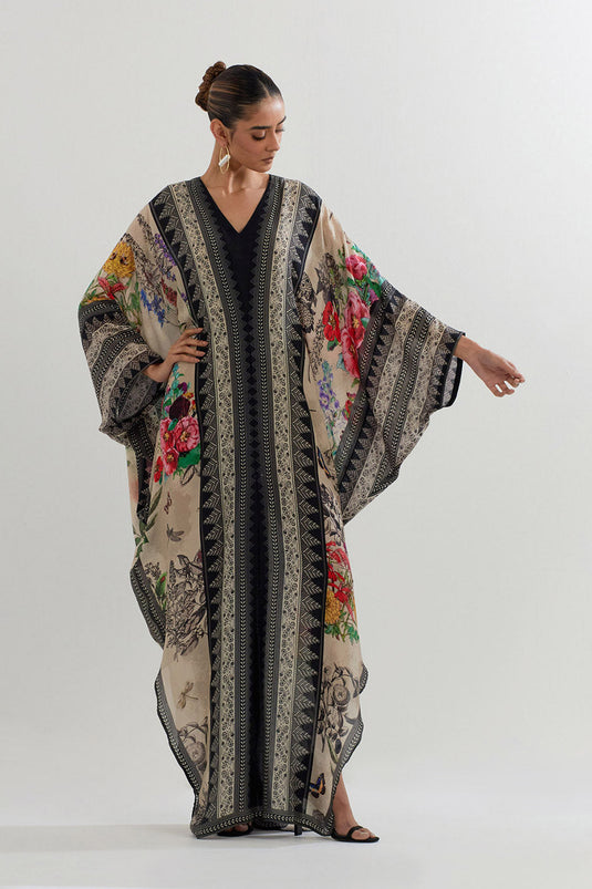 Multi Colour Botanical Printed Kaftan
