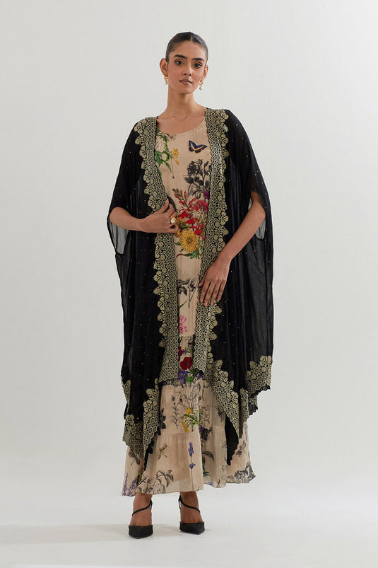 Multi Colour Cape With Dress